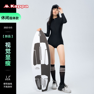 kappa长袖连体游泳衣女士，保守专业竞速运动女款潜水服冲浪服泳装