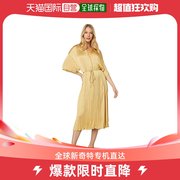 香港直邮潮奢vince女士短袖褶皱，条带翻领连衣裙