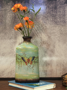 美式复古花瓶客厅电视柜陶瓷摆件，装饰干花插花餐桌瓷瓶家居工艺品