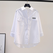 白色棉布衬衫女宽松长袖衬衣2024春季韩版设计感文艺范百搭开衫潮