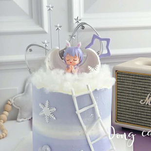 女孩蛋糕装饰摆件安妮宝贝儿童烘焙搪胶树脂玩偶卡通公主天使翅膀