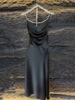 2024年春夏高级感简约气质时尚收腰显瘦黑色吊带连衣裙小礼服