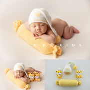 展会新生儿摄影主题，z270影楼婴儿宝宝拍照糖果抱枕，帽子满月照道具