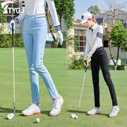 高尔夫球女士长裤弹力修身保暖加绒中腰运动白黑蓝色休闲裤子服装