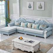 欧式布艺沙发大小户型客厅转角简约现代实木沙发组合L型可拆洗