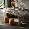 高档意式极简岩板书桌茶桌一体两用轻奢现代转角办公桌电脑桌椅组