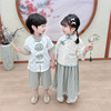 唐装男女童夏季童套装，中国风格子童，两件套复古儿童表演服旗袍