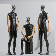 模特架服装店橱窗银头展示架全身包布实木手假人体模特道具男