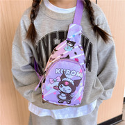 女童紫色库洛米胸包小女孩可爱美人鱼，迷你斜跨包包，男女童出游背包