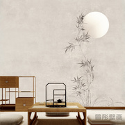 现代新中式水墨竹子墙纸客厅电视背景墙壁纸素雅壁布书房卧室墙布