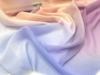 半透垂感粉紫+粉橘+粉蓝渐变晕染时装，雪纺衬衫连衣裙汉服布料