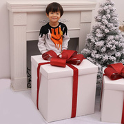 圣诞节装饰白色礼盒礼物盒堆头商场店铺橱窗布置道具圣诞美陈摆件