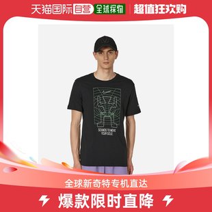 香港直邮潮奢 Nike 男士荧光印花黑色T恤