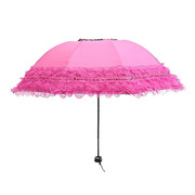 太阳伞女超轻小蕾丝伞折叠晴雨，两用遮阳伞公主洋伞白色五层蕾丝