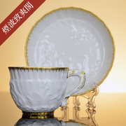 德国 MEISSEN 梅森瓷器 天鹅系列 纯白描金 意式浓缩咖啡杯碟