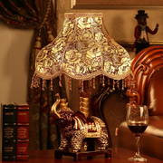 欧式床头灯卧室装饰台灯树脂古典书房，客厅灯复古婚庆创意大象灯