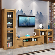 客厅电视柜组合实木，中式影视柜茶几地柜背景墙，一体多抽储物柜