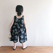中小女童宽松连体背带裤，2024夏季亲子家韩版宝宝，无袖时髦九分