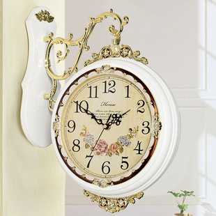汉时欧式双面挂钟客厅钟表创意，静音时尚两面石英钟现代大号hds01