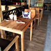 老榆木餐桌漫咖啡桌椅复古做旧全实木家具奶茶店餐厅方桌休闲木桌