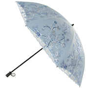好梦防晒太阳伞二折双层刺绣黑胶防紫外线遮阳伞晴雨两用洋伞0229