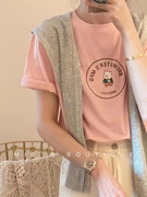 熊本甜甜圈~洋气重工纯棉，基础款纯色圆领短袖白色，正肩基本t恤女夏