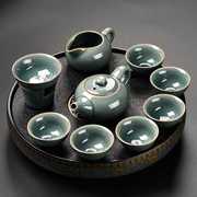 高档哥窑茶具茶盘套装家用中式会客办公室，高档陶瓷泡茶壶茶杯