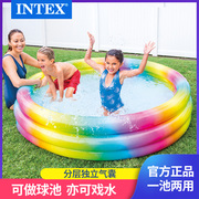 intex儿童游泳池家用充气水池家庭戏水池，婴儿海洋球池钓鱼池
