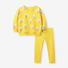 秋装女童黄色套头卫衣纯棉，打底裤两件套儿童宝宝加厚上衣裤子套装