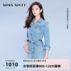 江疏影(江疏影)同款misssixty2022春秋牛仔，连衣裙女假两件刺绣短裙