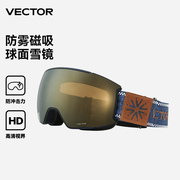 VECTOR滑雪镜双层磁吸高清大视野防雾可卡近视男女单板球面护目镜
