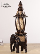 东南亚风格实木雕刻大象灯具泰式复古装饰台灯暖光卧室床头柜灯饰