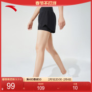 安踏速干裤丨运动短裤女士夏季梭织跑步健身五分裤假两件运动短裤