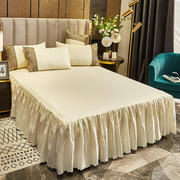 纯色夏季薄款单件1.8m床垫保护床罩2米蕾丝床裙床套三件套