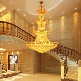 豪华水晶吊灯大气别墅复式客厅灯现代简约中空楼梯吊灯欧式灯具新