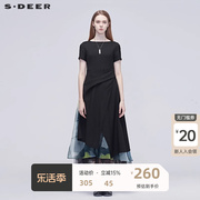sdeer圣迪奥个性时尚层次网纱拼接连衣裙S20281291