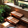 实木花架客厅落地式木凳子，户外室内脚踏阳台单层防腐木盆景置物架