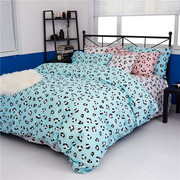 小清新床单单件蓝色豹纹全棉床单双人被套枕套学生宿舍单人床被单