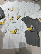 欧洲站2024春夏女装欧货拼色香蕉图案高品质短袖T恤洋气上衣
