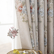欧式客厅米色提花，绣花窗帘卧室飘窗定制阳台，落地遮光布艺窗纱