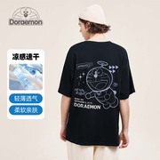 DORAEMON/哆啦A梦追梦竹蜻蜓机器猫印花圆领纯棉短袖t恤 425265D
