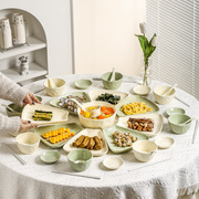 团圆饭拼盘餐具家用菜盘奶油风创意陶瓷碗碟盘子过年拼盘组合套装