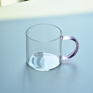平底带把手热饮杯高硼硅玻璃家用可微波加热牛奶杯下午茶杯子小号