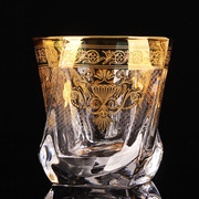 意大利风格水晶玻璃威士忌杯洋酒杯，描金款水杯茶杯果汁杯啤酒杯