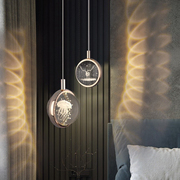 卧室床头吊线灯现代简约北欧轻奢餐厅吧台水晶圆球单头装饰小吊灯