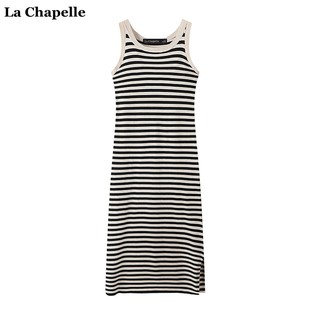 拉夏贝尔lachapelle夏季韩版宽松条纹无袖，背心吊带连衣裙女