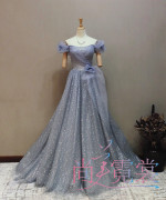 《北京出租》2023大码蓝色礼服裙声乐艺考演出服年会主持人礼服