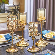 欧式羽毛容器水晶烛台家用餐桌，烛光晚餐北欧水晶浪漫装饰蜡烛摆件