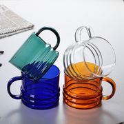 加厚彩色玻璃咖啡杯 高硼硅耐热玻璃茶杯家用水杯可做logo