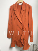 纯元ide橘色西装裙，个性有气质荷叶裙摆外套宽松